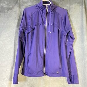 Champion Athletic Track Jacket Purple  Vented Sweater Size L Sports Activewear